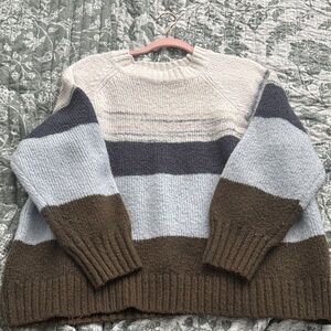 Old Navy Women's Striped Sweater - Cream, Gray, Brown, Blue